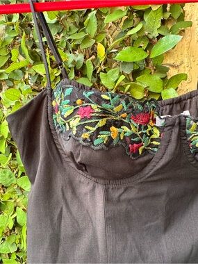 Black Embroidered Floral Cami Top - Women